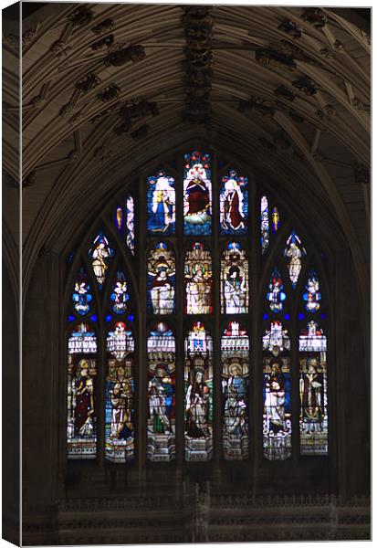 Winchester Cathedral Eastern Stained glass window Canvas Print by Chris Day