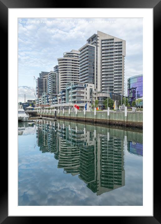 Docklands Reflection Melbourne Framed Mounted Print by Pauline Tims