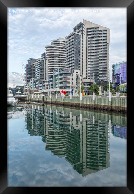 Docklands Reflection Melbourne Framed Print by Pauline Tims