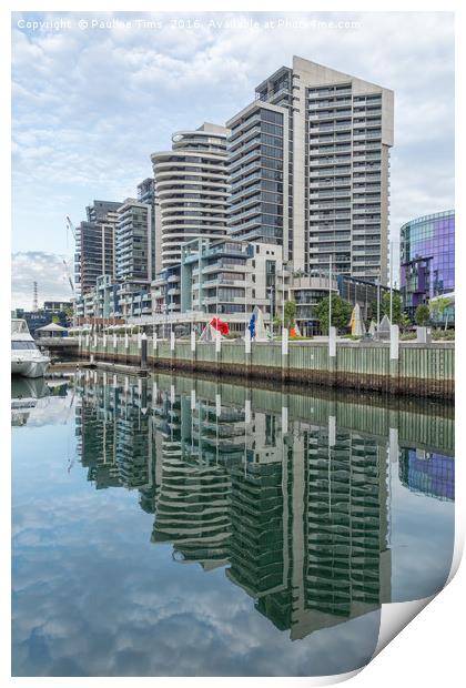 Docklands Reflection Melbourne Print by Pauline Tims