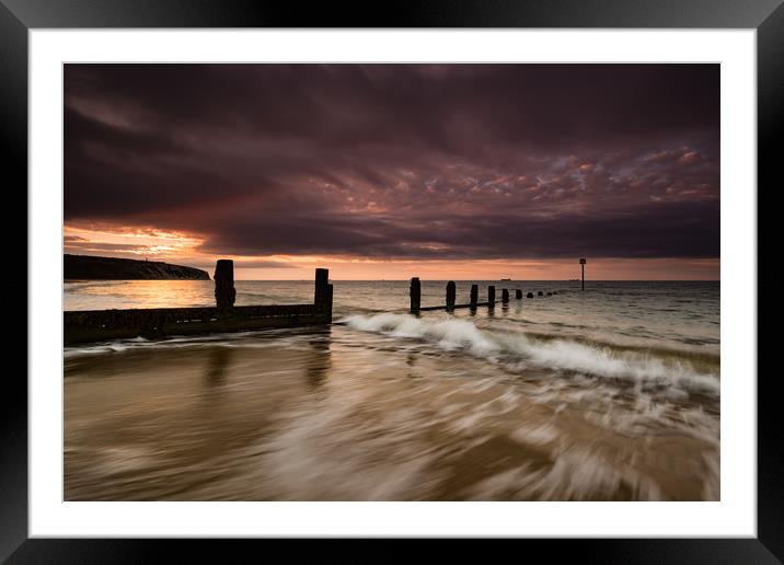 Groynes Isle Of Wight Framed Mounted Print by Michael Brookes