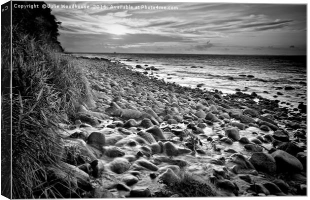 Seascape in black and white Canvas Print by Julie Woodhouse