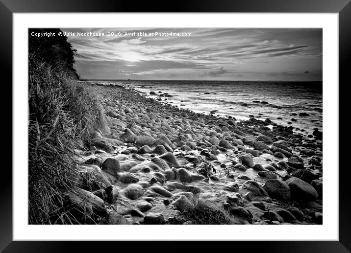 Seascape in black and white Framed Mounted Print by Julie Woodhouse
