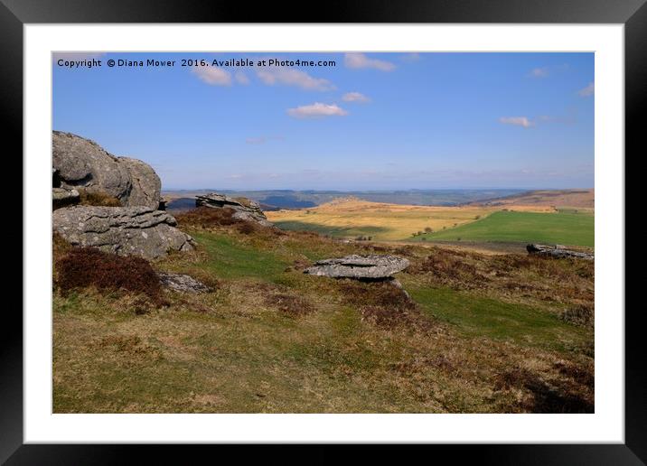 Hound Tor From Chinkwell Tor Framed Mounted Print by Diana Mower