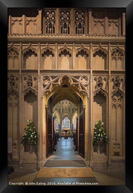 Wells Cathedral Choir Entrance Framed Print by John Ealing