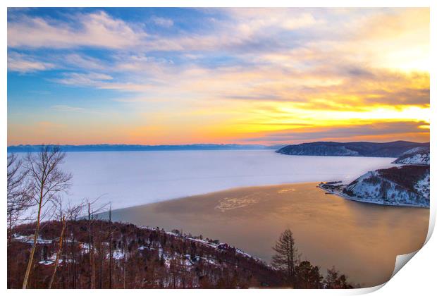 Lake Baikal and Angara River Print by Svetlana Korneliuk