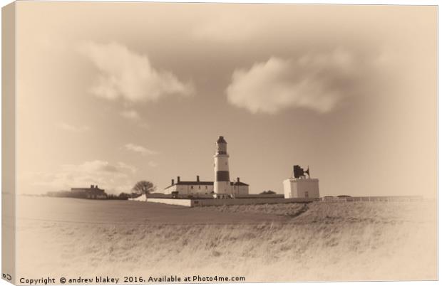 Souter lighthouse, old plate Canvas Print by andrew blakey