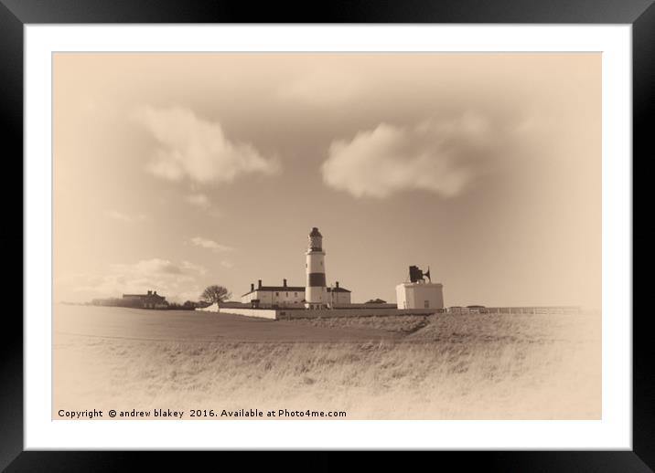 Souter lighthouse, old plate Framed Mounted Print by andrew blakey