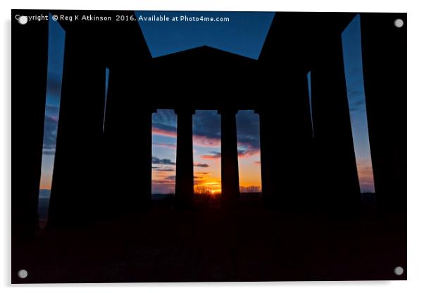 Penshaw Monument Sunset Acrylic by Reg K Atkinson
