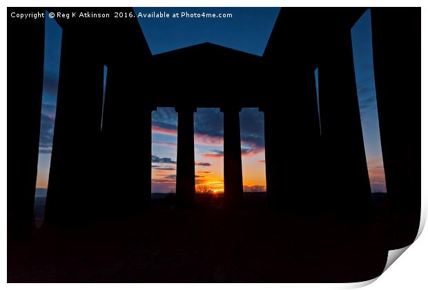 Penshaw Monument Sunset Print by Reg K Atkinson