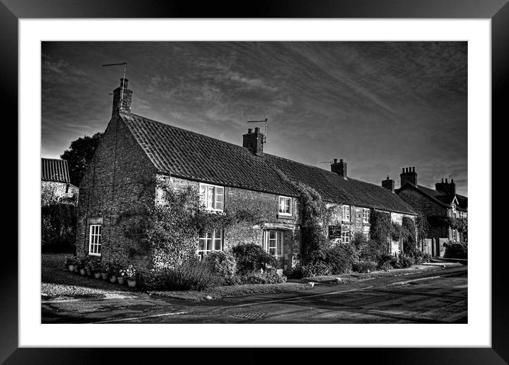 Gillamoor Cottages in mono Framed Mounted Print by Colin Metcalf