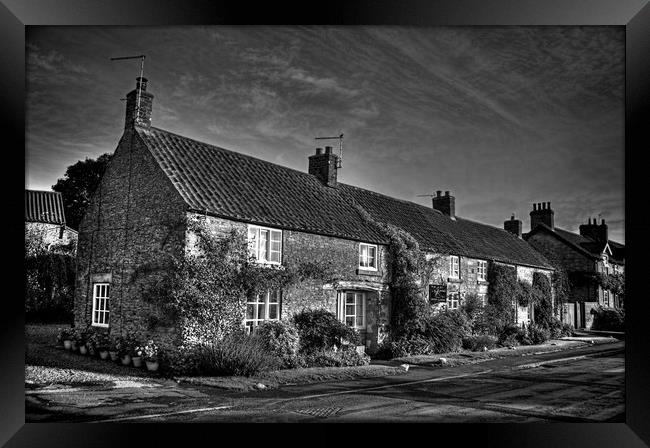 Gillamoor Cottages in mono Framed Print by Colin Metcalf