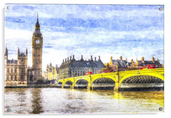 Westminster Bridge and Big Ben Art Acrylic by David Pyatt