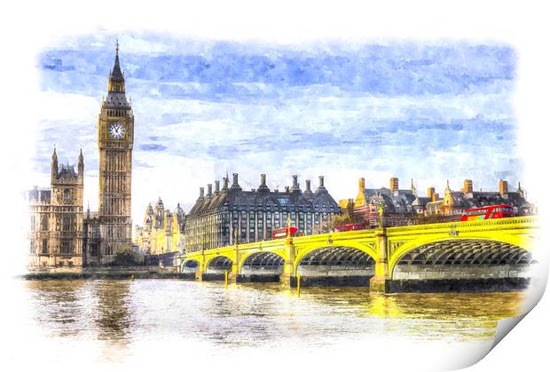 Westminster Bridge and Big Ben Art Print by David Pyatt