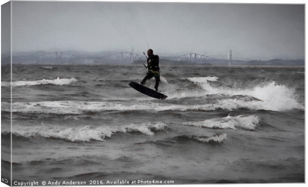 Kite Surfing Scotland Canvas Print by Andy Anderson