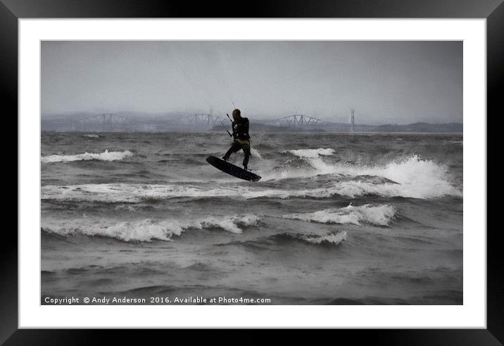 Kite Surfing Scotland Framed Mounted Print by Andy Anderson
