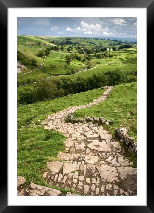 Path Down From Malham Cove Framed Mounted Print by Gary Kenyon