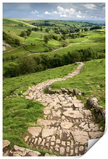 Path Down From Malham Cove Print by Gary Kenyon