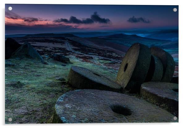 Stanage Edge Millstones #3 Acrylic by Paul Andrews