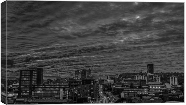 Steel City Sunset (Black and White) Canvas Print by Paul Andrews