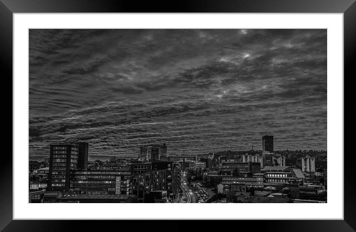 Steel City Sunset (Black and White) Framed Mounted Print by Paul Andrews