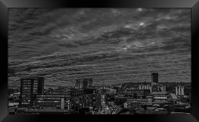 Steel City Sunset (Black and White) Framed Print by Paul Andrews