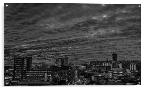 Steel City Sunset (Black and White) Acrylic by Paul Andrews