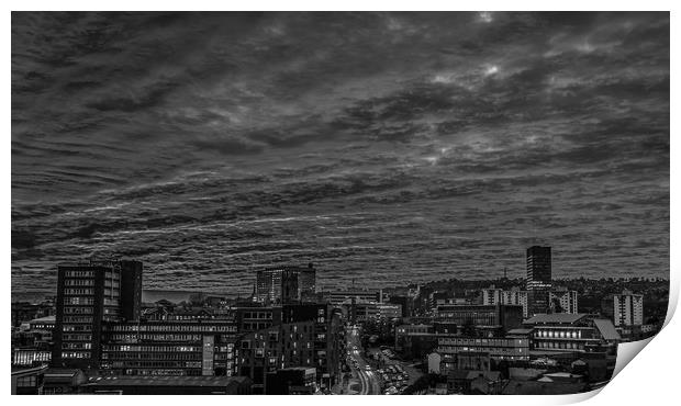 Steel City Sunset (Black and White) Print by Paul Andrews
