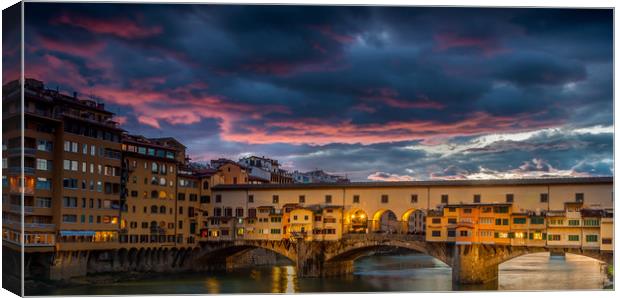 Ponte Vecchio Sunset Canvas Print by Paul Andrews