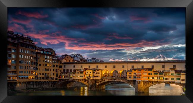 Ponte Vecchio Sunset Framed Print by Paul Andrews