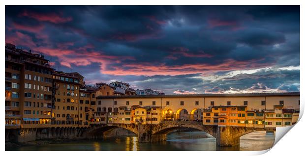 Ponte Vecchio Sunset Print by Paul Andrews
