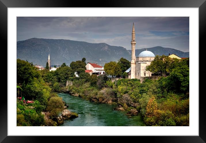 Mosques by The Neretva River Framed Mounted Print by Colin Metcalf