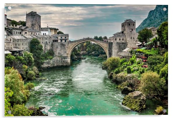 Stari Most “Old Bridge” Mostar Acrylic by Colin Metcalf