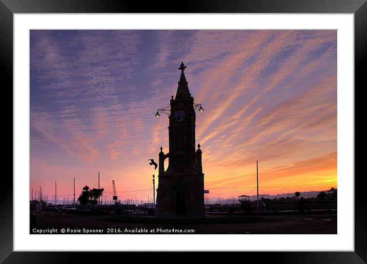 Sunset at Torquay Clocktower  Framed Mounted Print by Rosie Spooner
