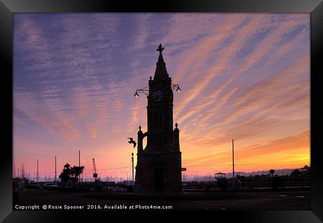 Sunset at Torquay Clocktower  Framed Print by Rosie Spooner