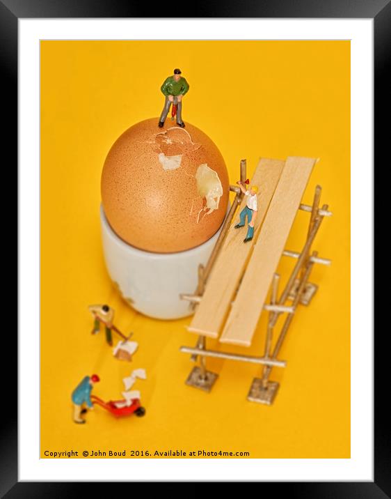 Going to work on an egg Framed Mounted Print by John Boud