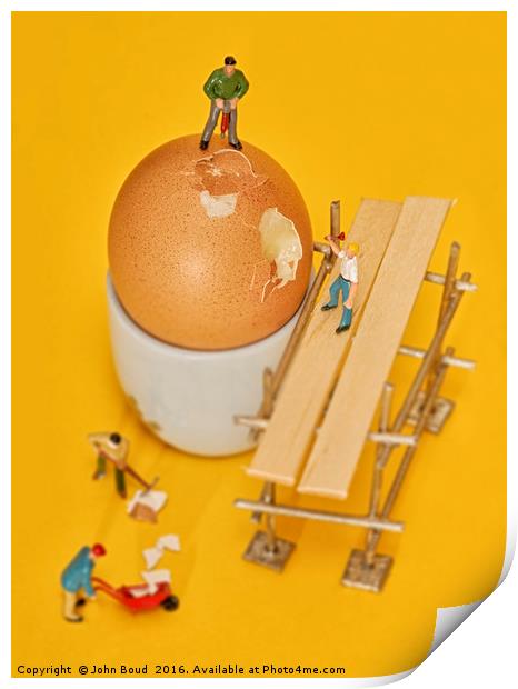 Going to work on an egg Print by John Boud