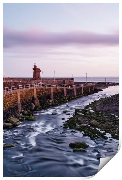Lynmouth Harbour at dawn twilight. Devon, UK. Print by Liam Grant