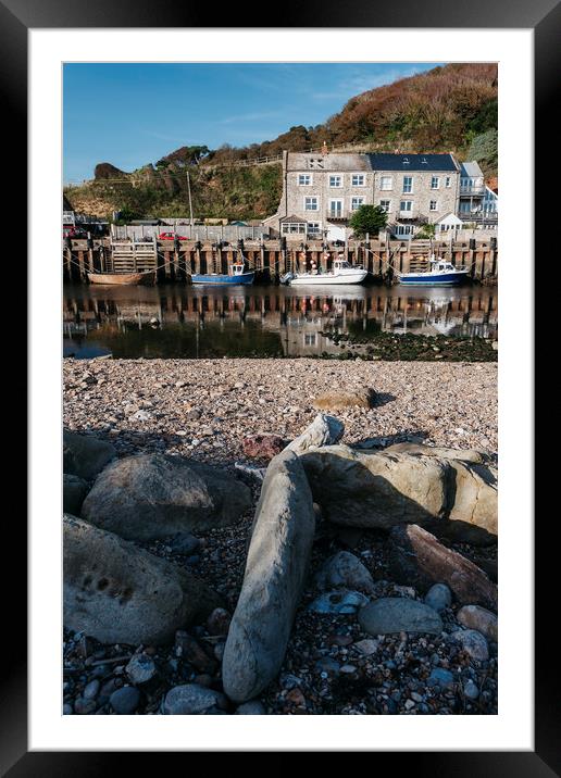 Boats moored in the harbour at Seaton. Devon, UK. Framed Mounted Print by Liam Grant