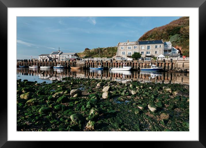 Boats moored in the harbour at Seaton. Devon, UK. Framed Mounted Print by Liam Grant