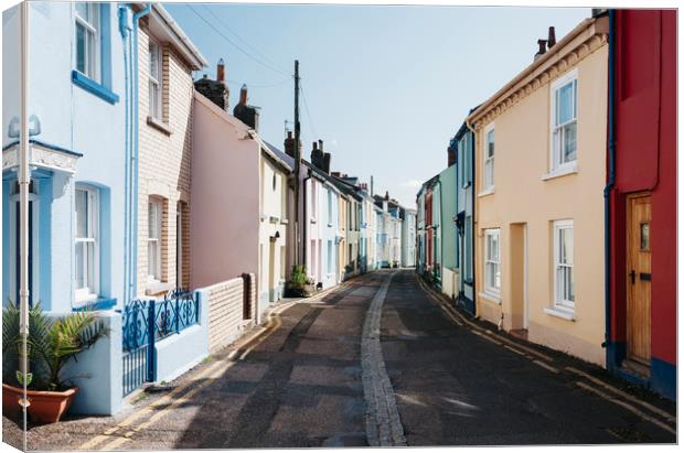 Colourful terrace houses in Devon, UK. Canvas Print by Liam Grant