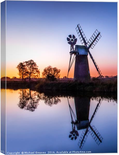 Turf Fen Windmill Canvas Print by Michael Greaves