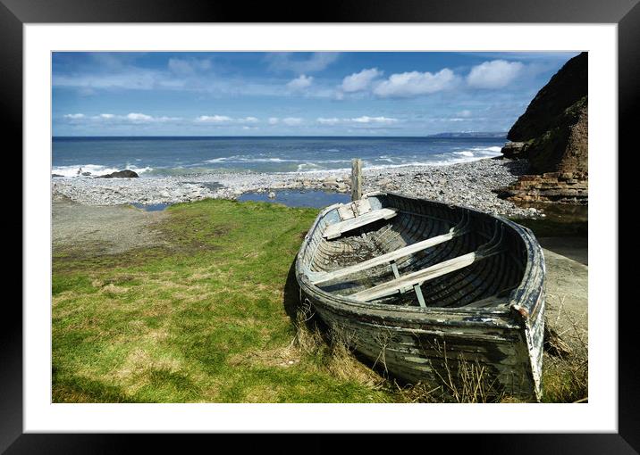 Old Boat By The Shore Framed Mounted Print by Anthony Michael 