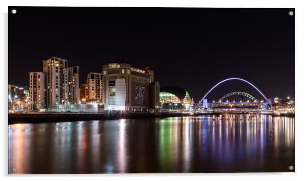 River Tyne at night Acrylic by Andy Gibbins