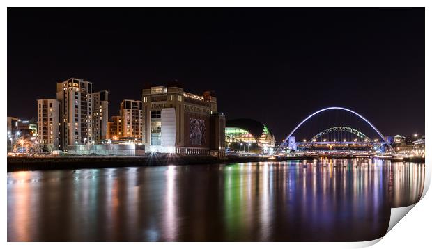 River Tyne at night Print by Andy Gibbins