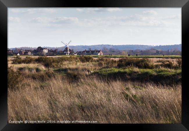 Cley windmill landscape Framed Print by Jason Wells