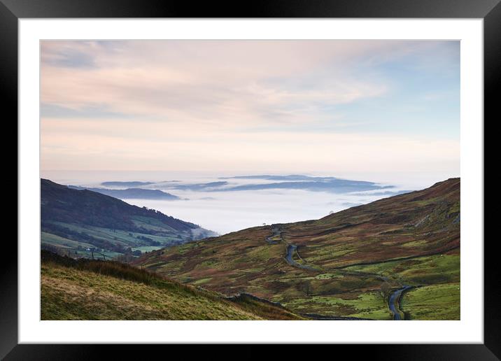 Cloud inversion over Ambleside at sunrise. Cumbria Framed Mounted Print by Liam Grant