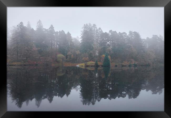 Fog and reflections. Tarn Hows, Cumbria, UK. Framed Print by Liam Grant