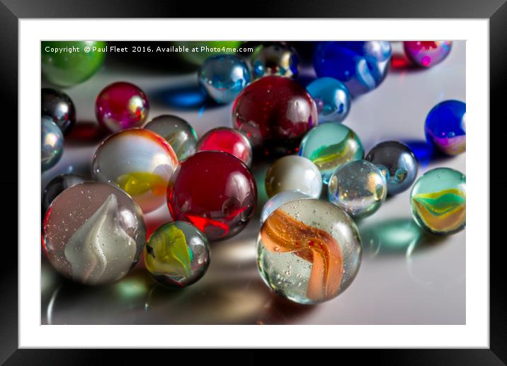Mixed Glass Marbles Framed Mounted Print by Paul Fleet