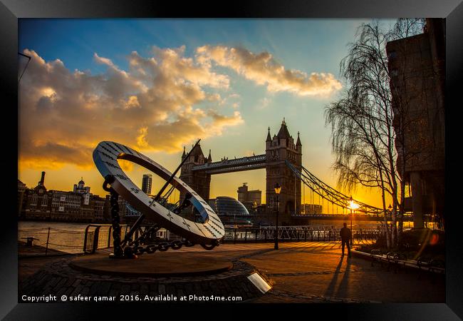Tower Bridge Sunset Framed Print by safeer qamar